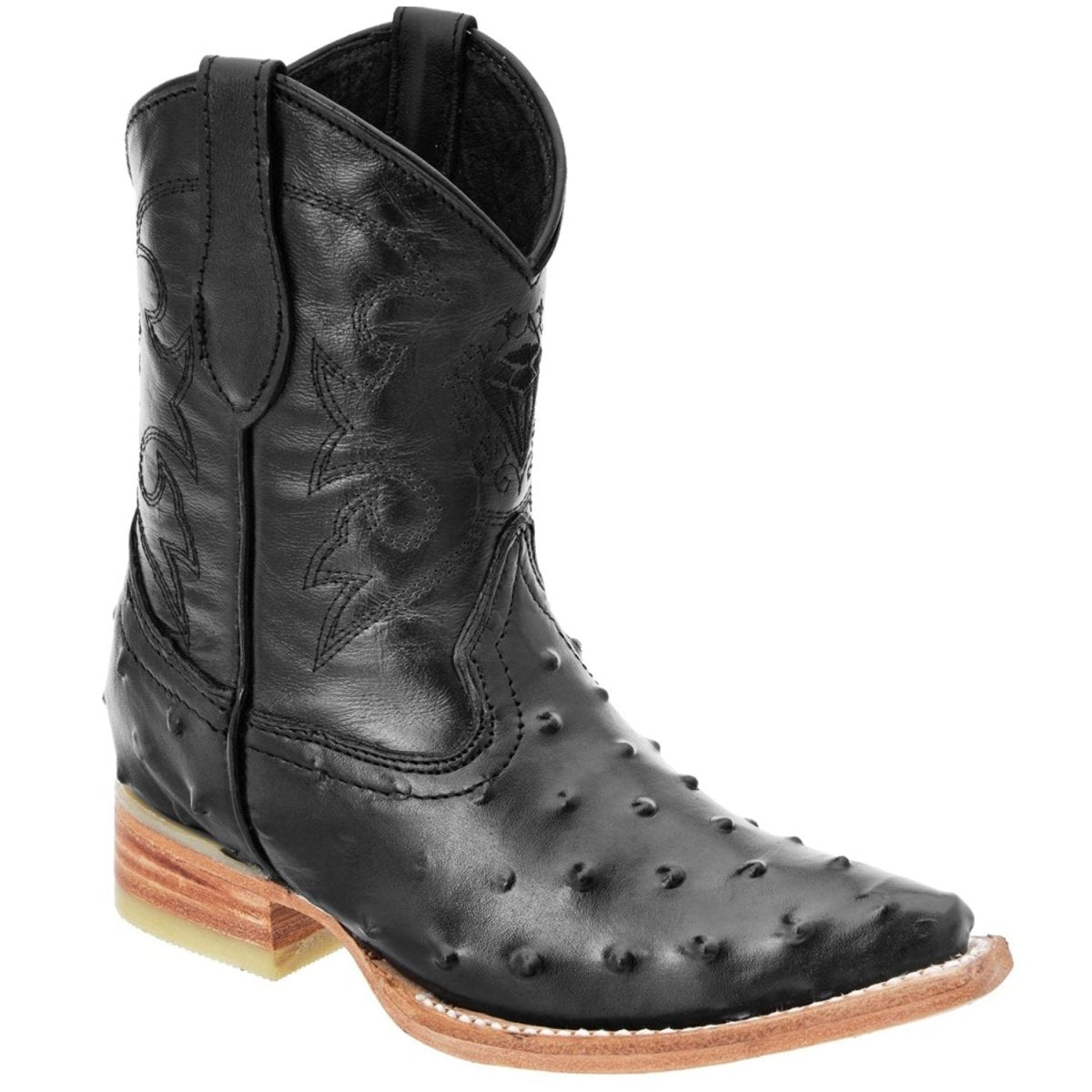 Botas de Avestruz Imitacion Horma 3X Aladino para Niño Color Negro WD-374 - White Diamonds Boots