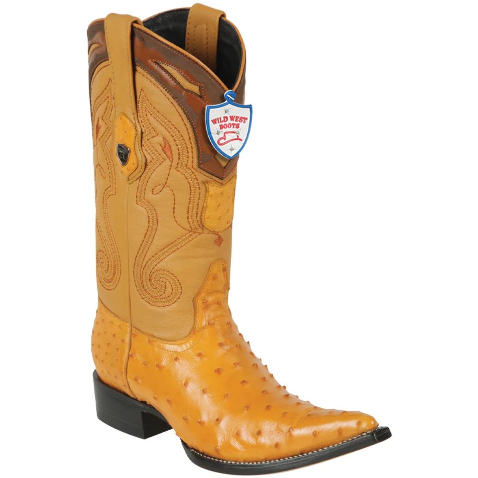 Western Original Ostrich Boots 3X Aladdin Toe Buttercup Color - Wild West Boots