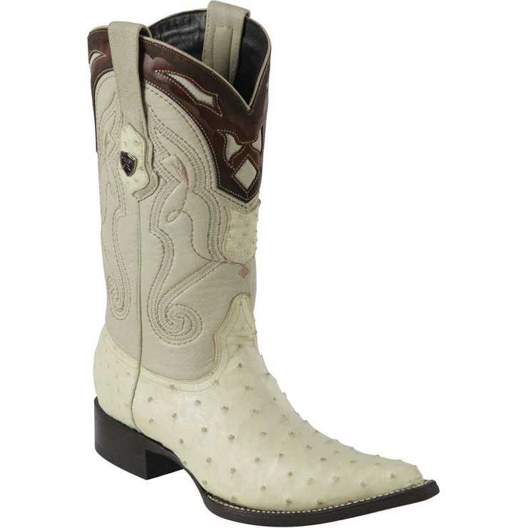 Western Original Ostrich Boots 3X Aladdin Toe Winterwhite Color - Wild West Boots