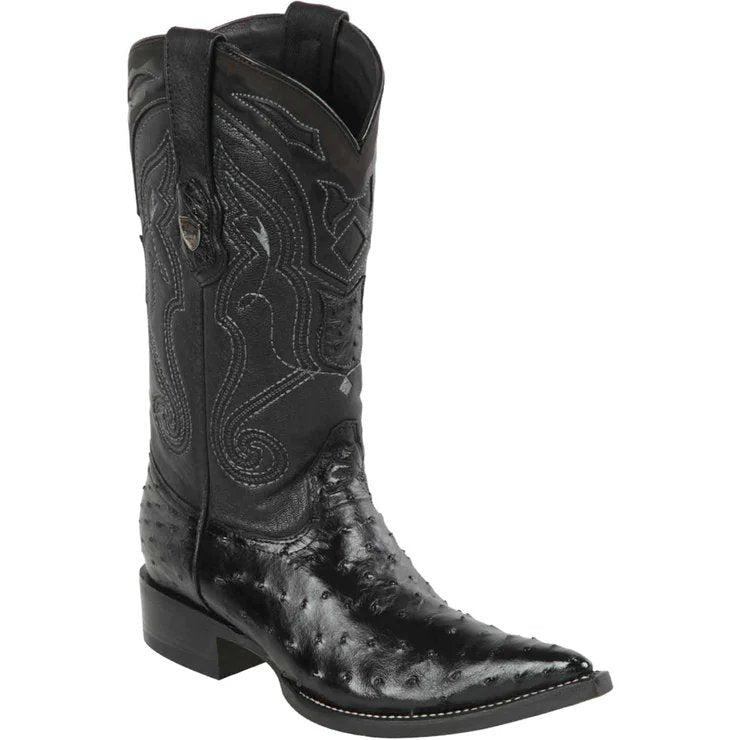 Western Original Ostrich Boots 3X Aladdin Toe Black Color - Wild West Boots