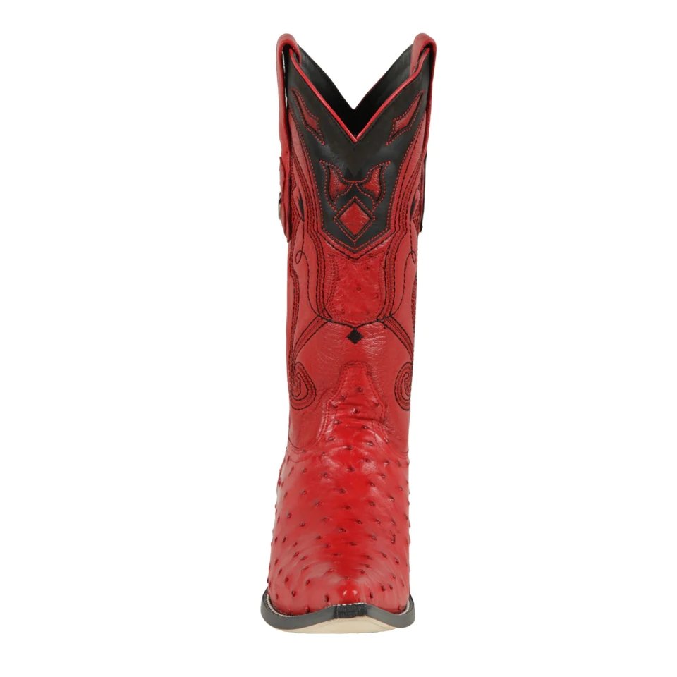 Western Original Ostrich Boots 3X Aladdin Toe red Color - Wild West Boots