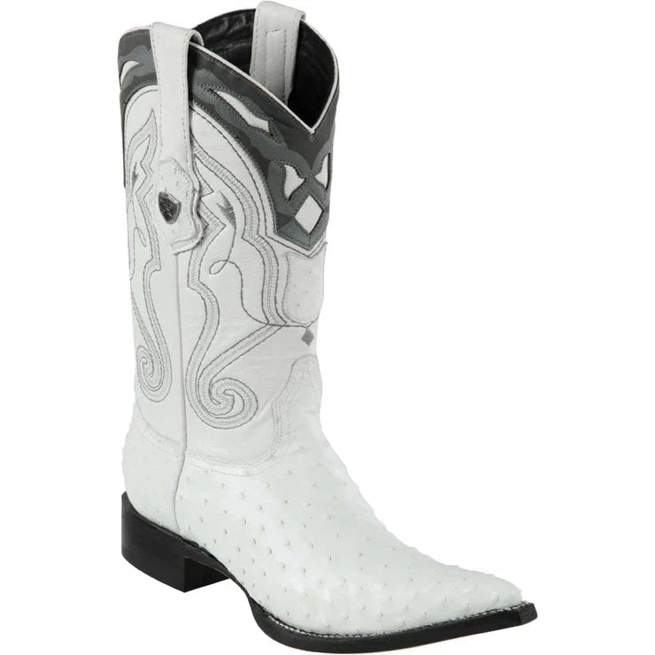 Western Original Ostrich Boots 3X Aladdin Toe White Color - Wild West Boots