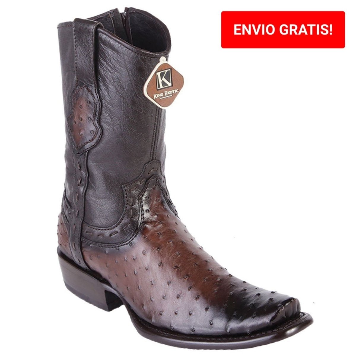 Botas de Avestruz Original Cortas Horma Dubai KE-479B0316 - King Exotic