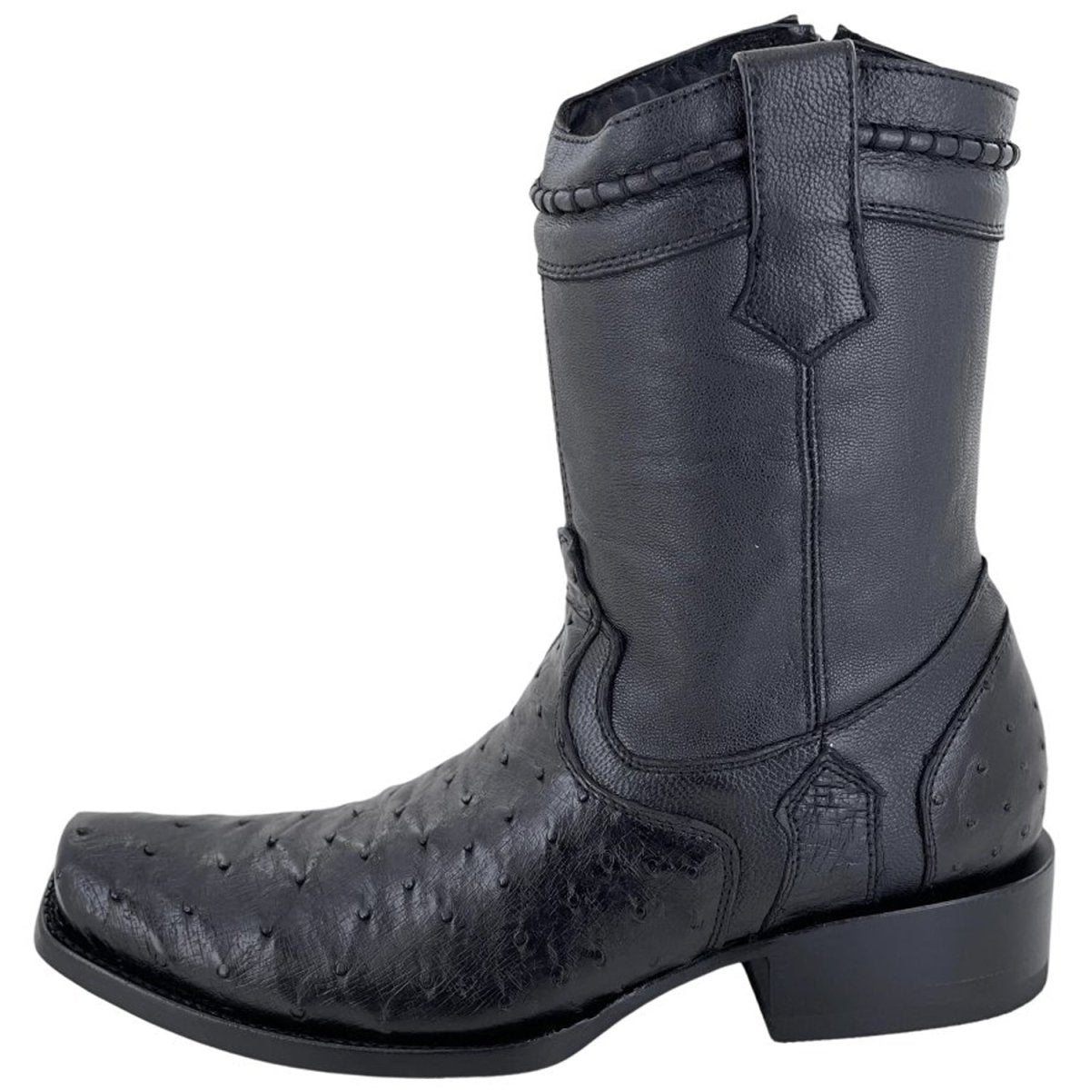 Botas de Avestruz Original Horma Cuadrada con Zipper WD-015 - White Diamonds Boots