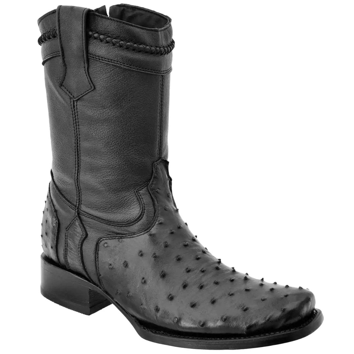 Botas de Avestruz Original Horma Cuadrada con Zipper WD-015 - White Diamonds Boots
