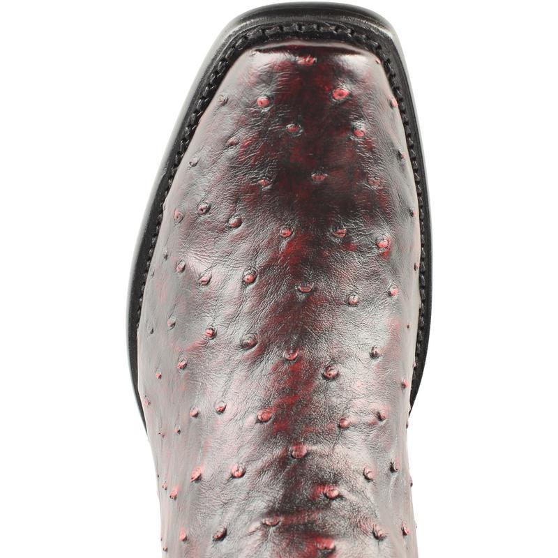 Western Original Ostrich Boots Dubai Square Toe Black Cherry Color - Wild West Boots toe