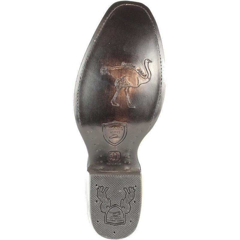 Western Original Ostrich Boots Dubai Square Toe Black Cherry Color - Wild West Boots sole