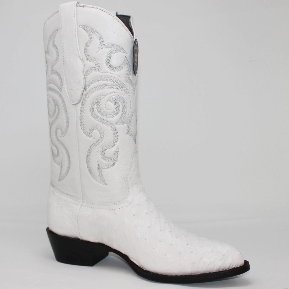 Western Genuine Ostrich Boots J Toe White Color - Los Altos Boots right side view