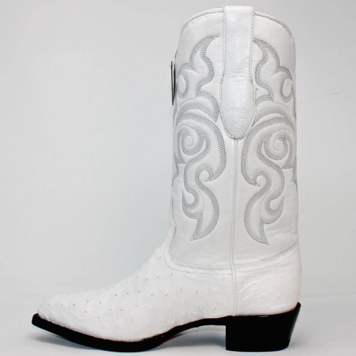 Western Genuine Ostrich Boots J Toe White Color - Los Altos Boots left side view