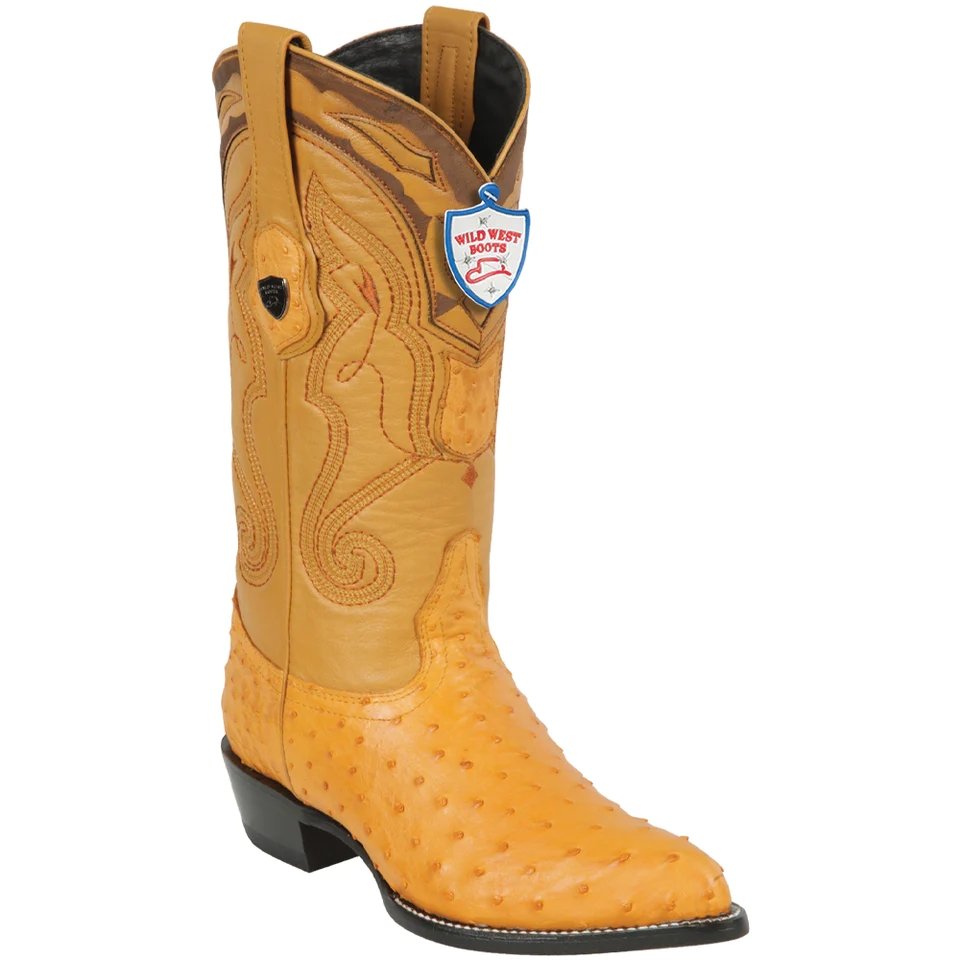 Western Original Ostrich Boots J-Toe Buttercup Color - Wild West Boots