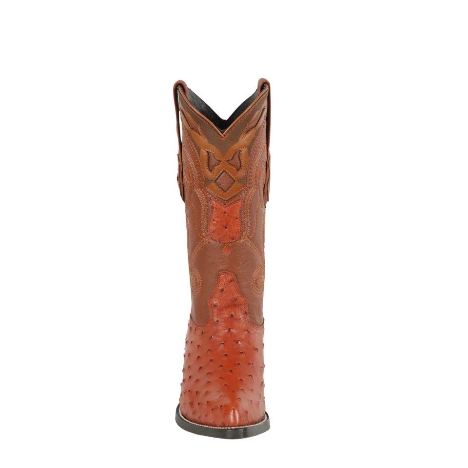 Western Original Ostrich Boots J-Toe Cognac Color - Wild West Boots