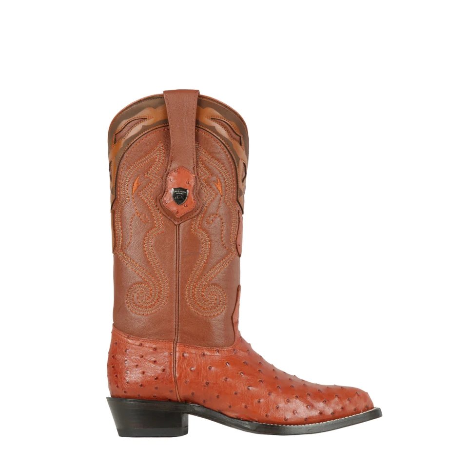 Western Original Ostrich Boots J-Toe Cognac Color - Wild West Boots