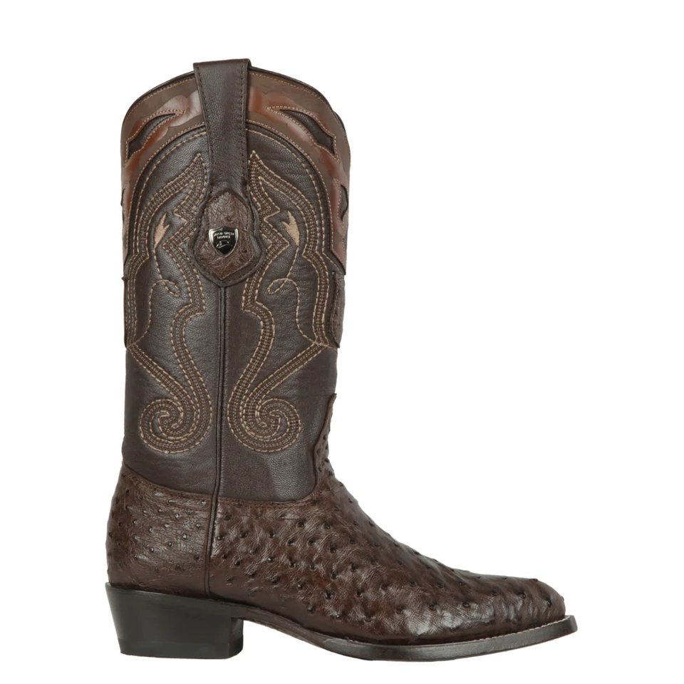 Western Original Ostrich Boots J-Toe Brown Color - Wild West Boots