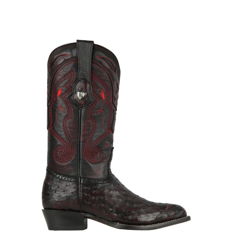 Western Original Ostrich Boots J-Toe Black Color - Wild West Boots