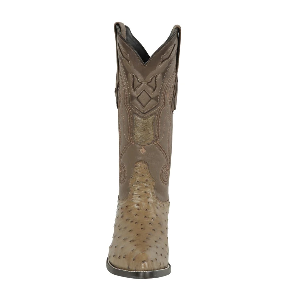 Western Original Ostrich Boots J-Toe Mink Brown Color - Wild West Boots