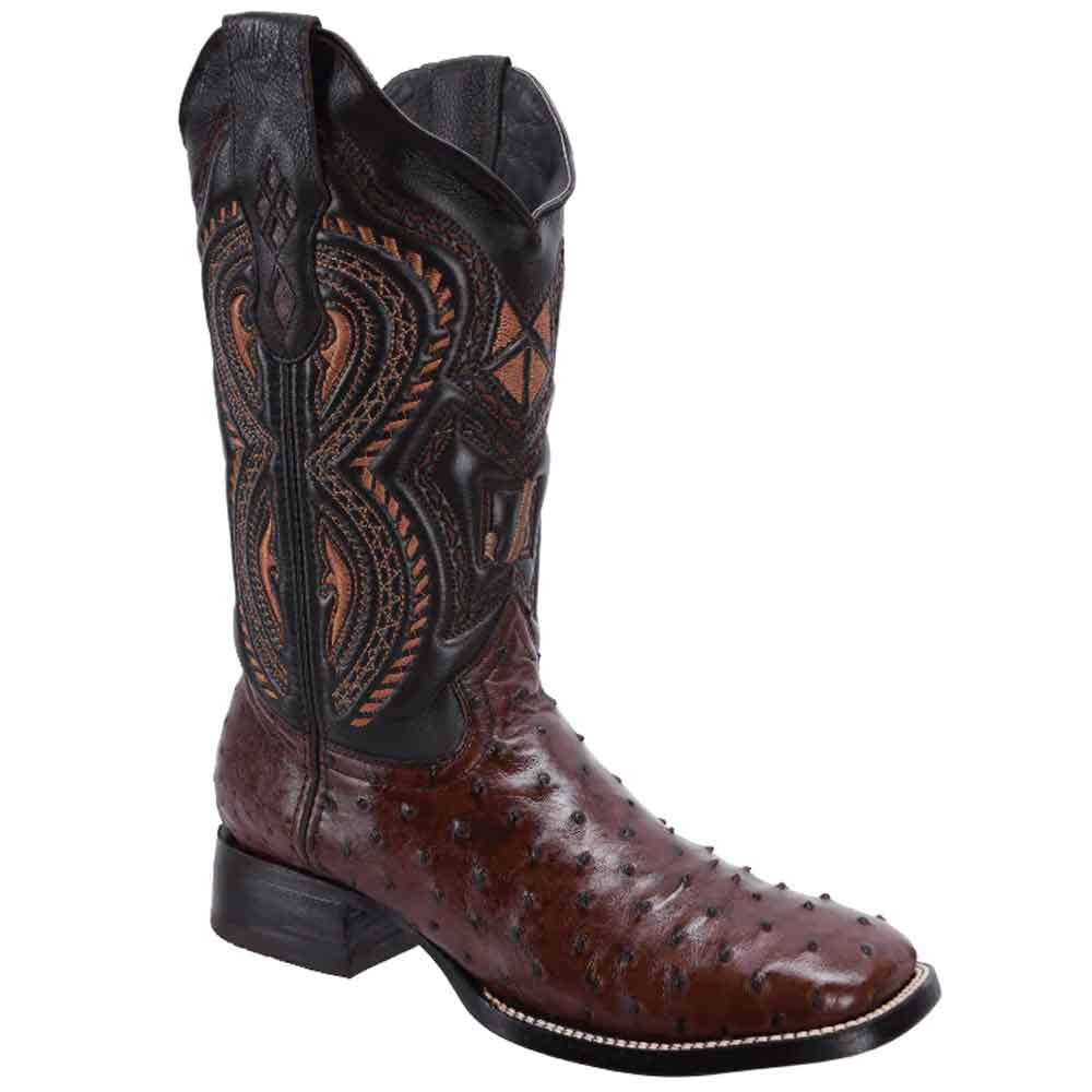Botas de Avestruz Original Horma Rodeo Cuadrada Color Cafe JB-503CAF - Joe Boots