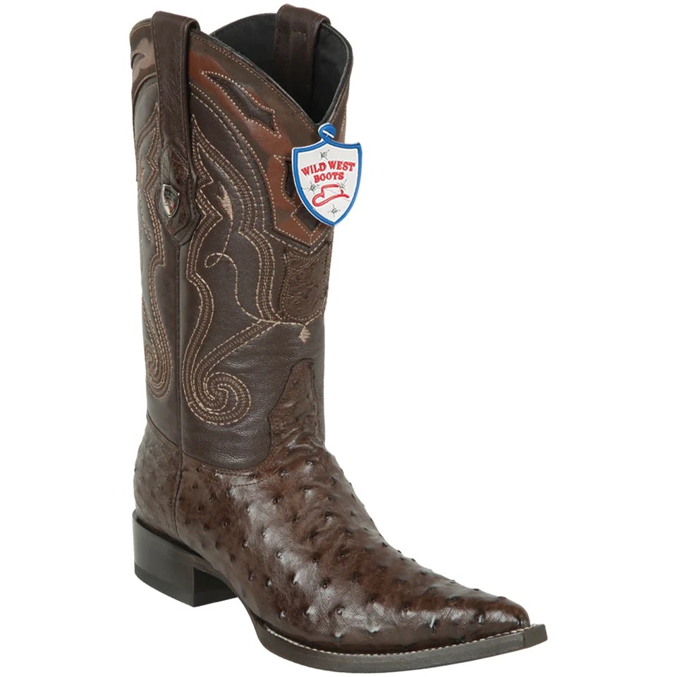 Western Original Ostrich Boots 3X Aladdin Toe brown Color - Wild West Boots