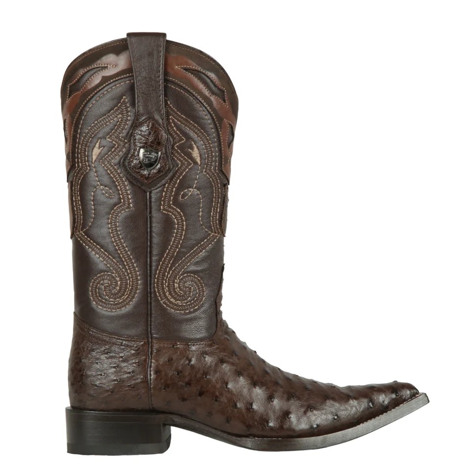 Western Original Ostrich Boots 3X Aladdin Toe brown Color - Wild West Boots