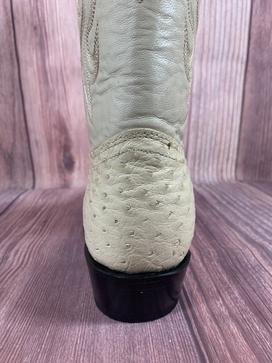 Western Genuine Ostrich Boots Round Toe Winterwhite Color - Los Altos Boots Back view