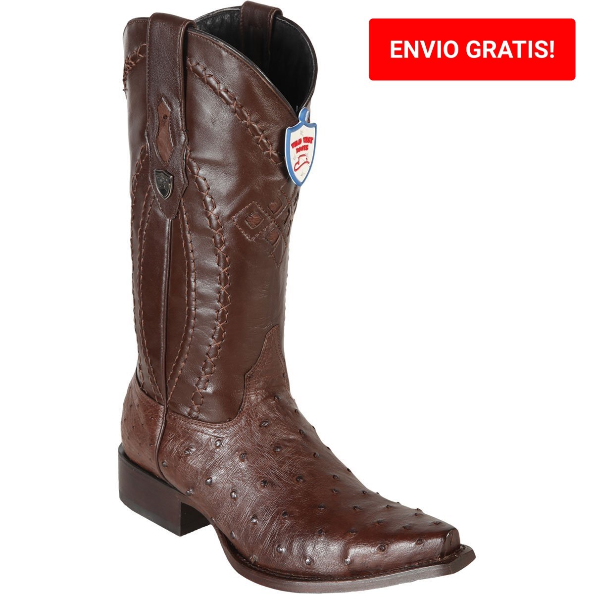Botas de Avestruz Original Punta Recortada Color Mocha - Los Altos Boots main image 0
