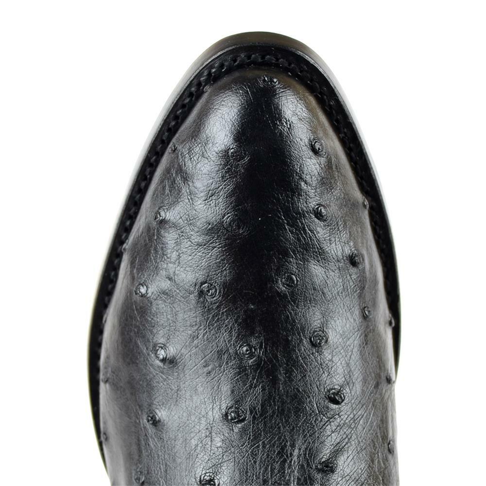 Genuine Ostrich Boots Round Toe Black Color - Los Altos Boots Toe view