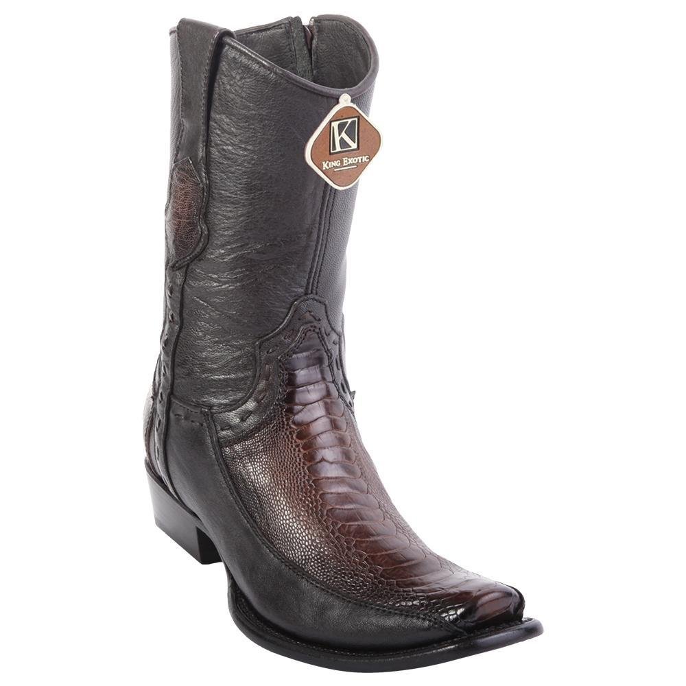 Botas de Avestruz Pata con Venado Corta Horma Dubai KE-479BF0516 - King Exotic Boots