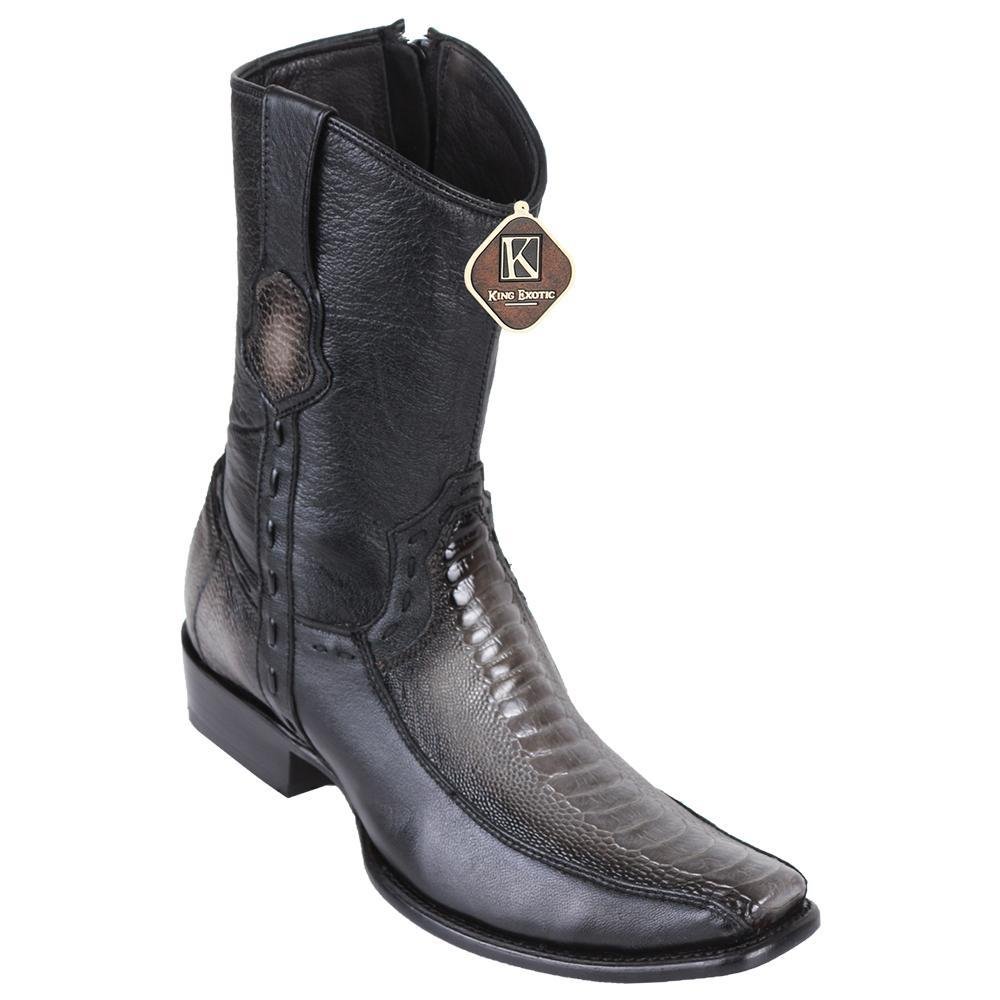Botas de Avestruz Pata con Venado Corta Horma Dubai KE-479BF0538 - King Exotic Boots