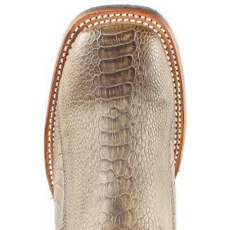 Western Genuine Ostrich Leg Wide Square Toe Boots Greasy Brown Color Rubber TPU Sole - Los Altos Boots - Toe View