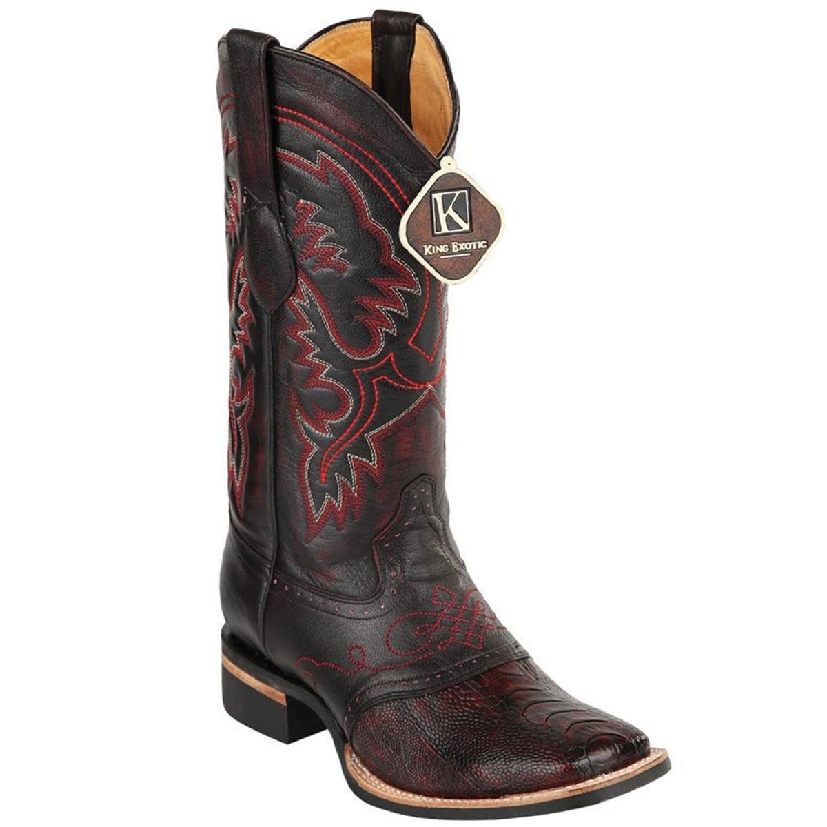 Botas de Avestruz Pata Original Horma Cuadrada Ancha KE-48230518 - King Exotic