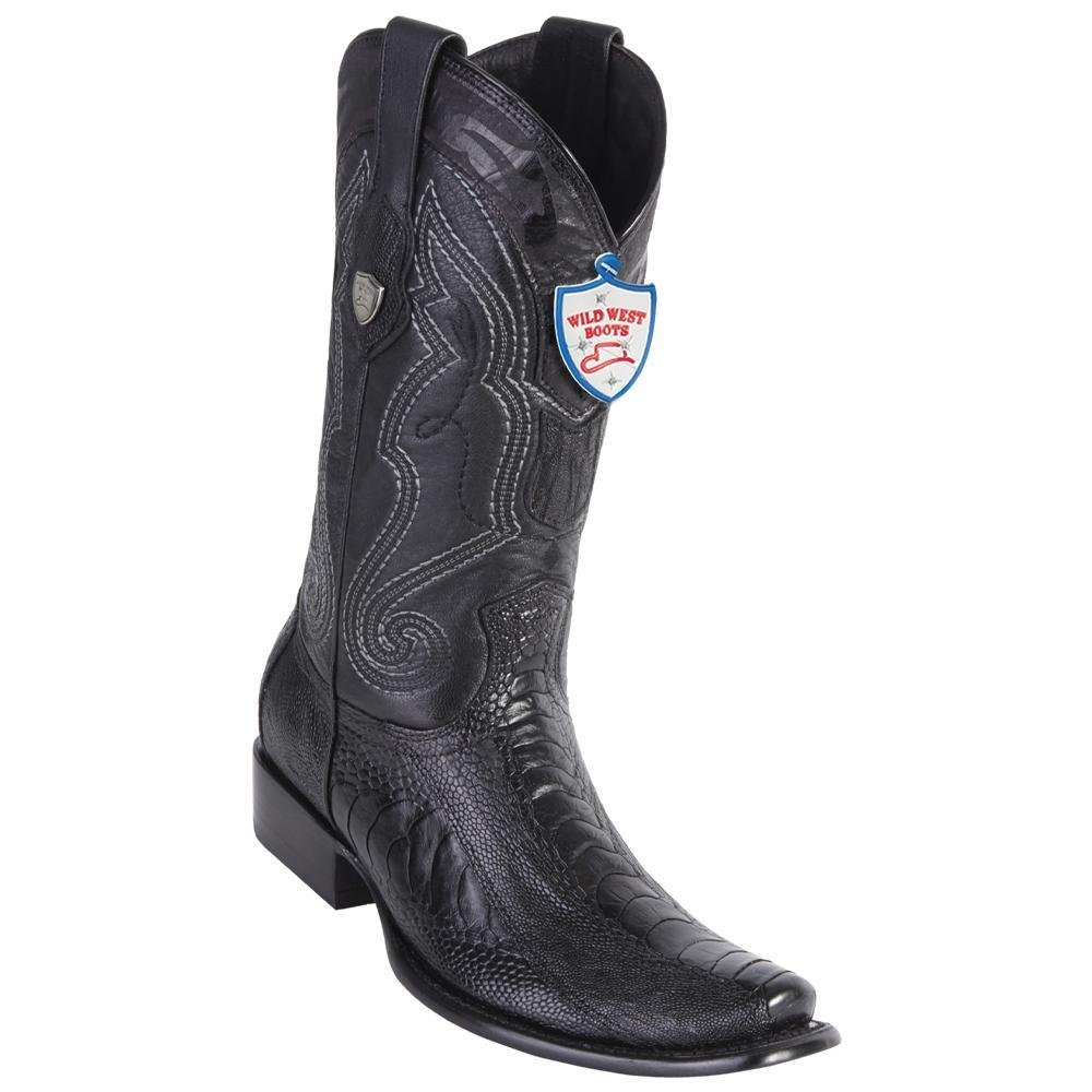 Original Ostrich Leg Boots Dubai Square Toe Black Color - Wild West Boots