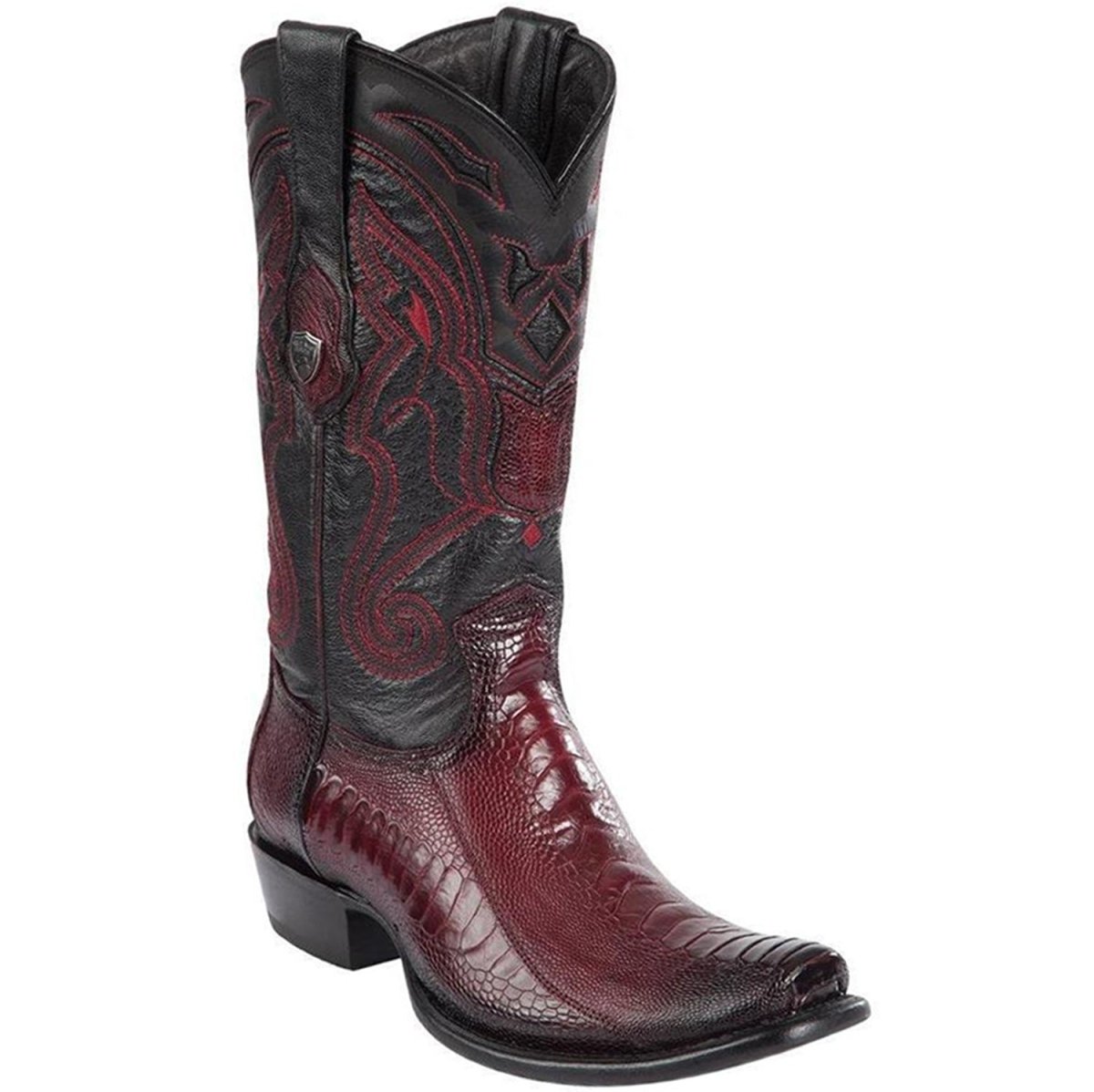 Original Ostrich Leg Boots Dubai Square Toe Faded Burgundy Color - Wild West Boots