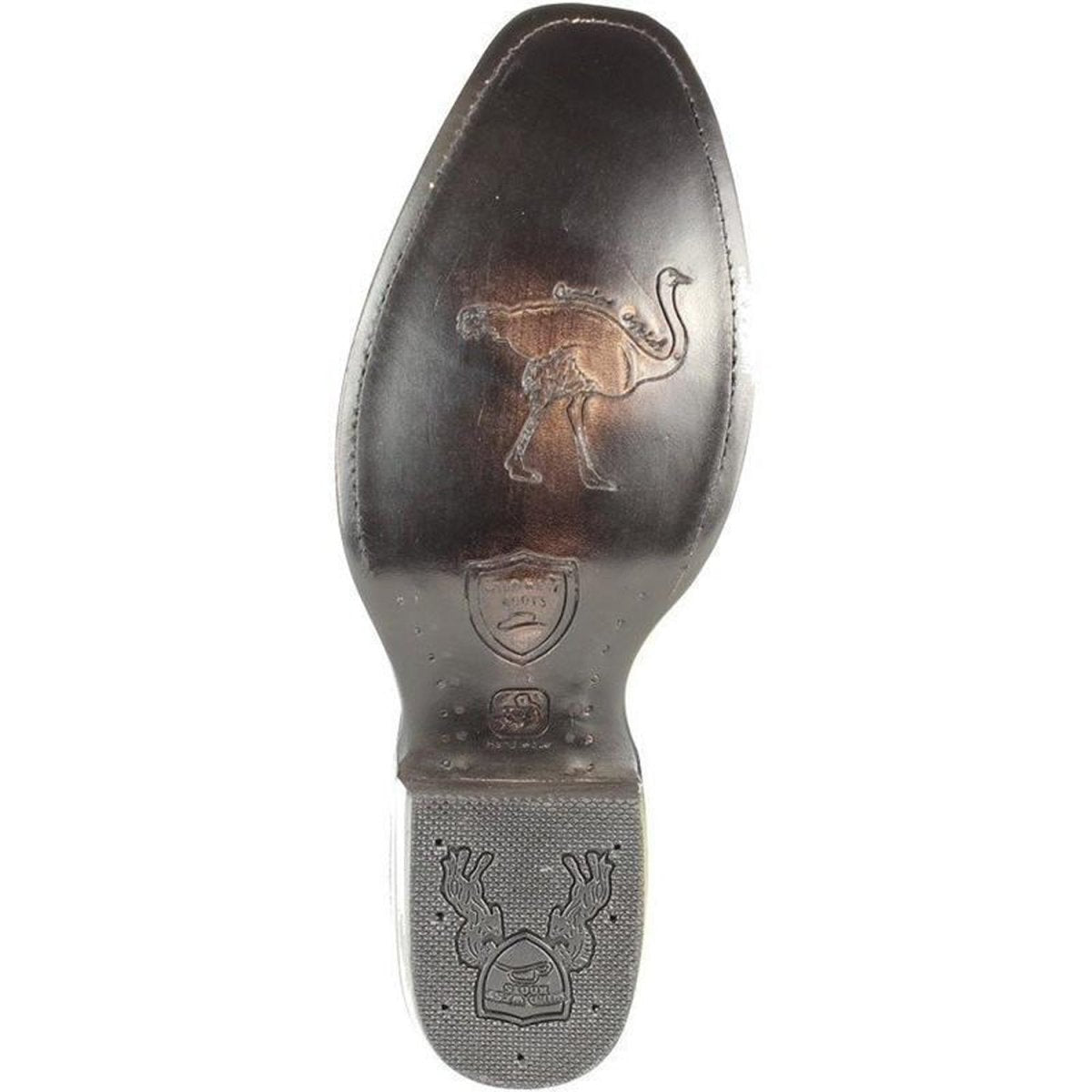 Original Ostrich Leg Boots Dubai Square Toe Faded Burgundy Color - Wild West Boots sole