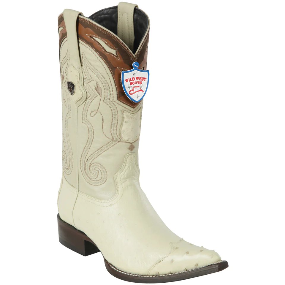 Genuine Ostrich 3x Toe Boots Winter white Color - Wild West Boots