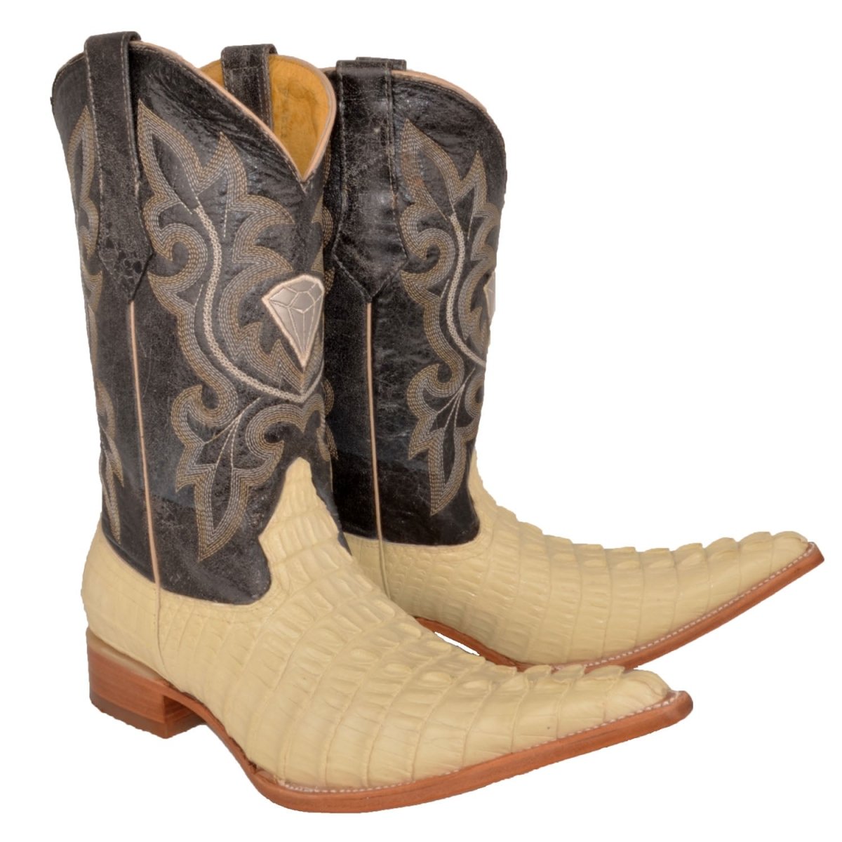 Botas de Cocodrilo Caiman Cola Original 3X Aladino WD-040 - White Diamonds Boots