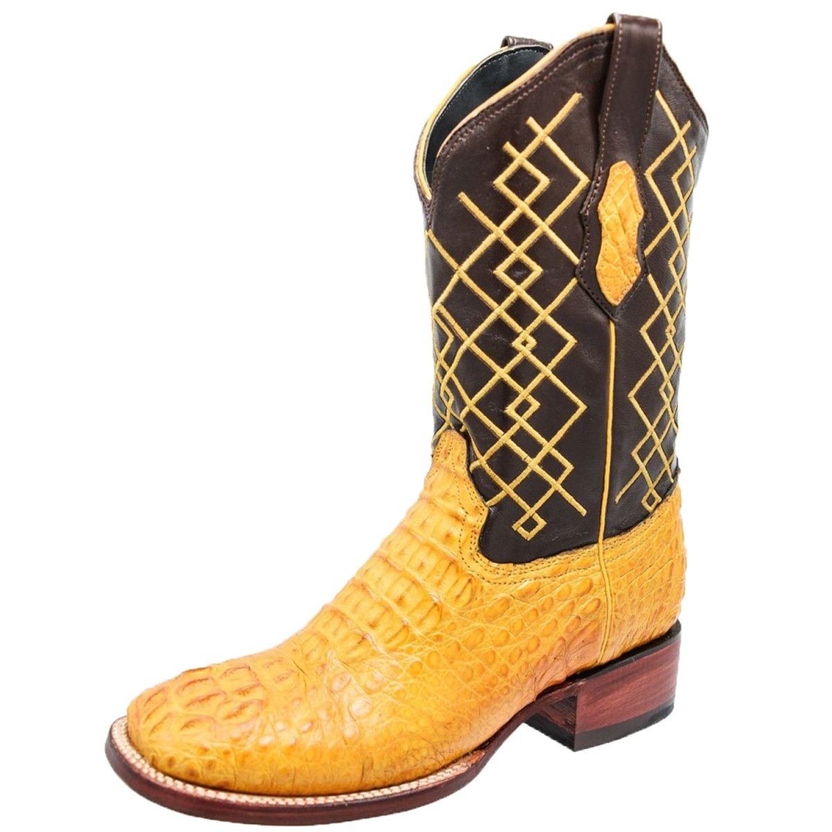 Botas de Cocodrilo Caiman Lomo Original Horma Rodeo Color Mantequilla WD-262 - White Diamonds Boots