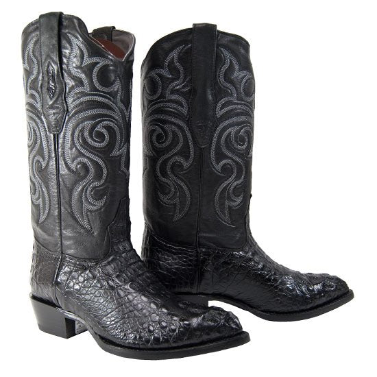 Western Genuine Caiman Hornback Boots J Toe Black Color - Los Altos Boots pair view