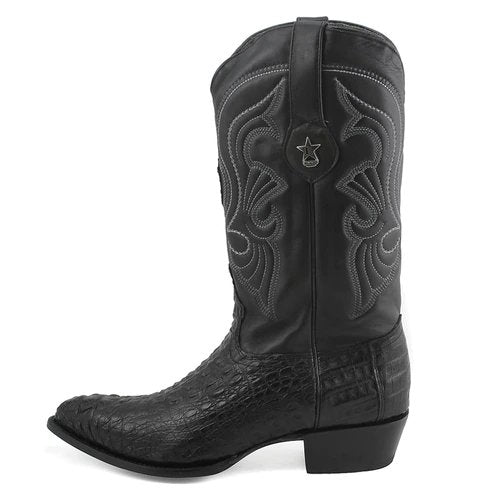 Western Genuine Caiman Hornback Boots J Toe Black Color - Los Altos Boots left side view