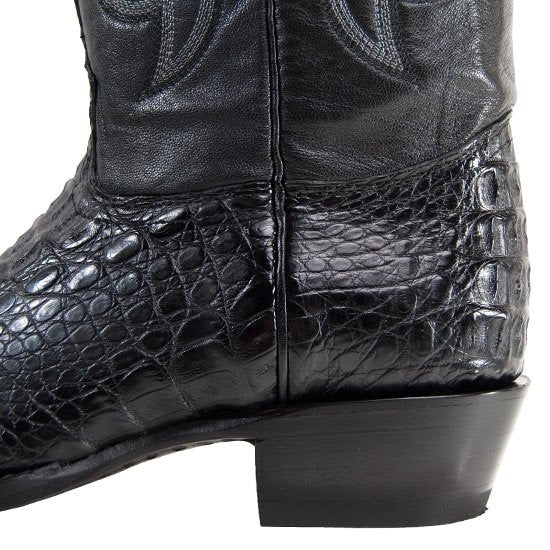 Western Genuine Caiman Hornback Boots J Toe Black Color - Los Altos Boots close view