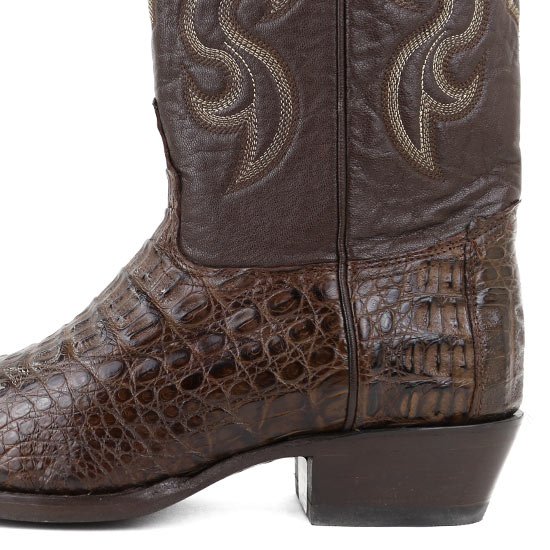 Western Genuine Caiman Hornback Boots J Toe Brown Color - Los Altos Boots left side view
