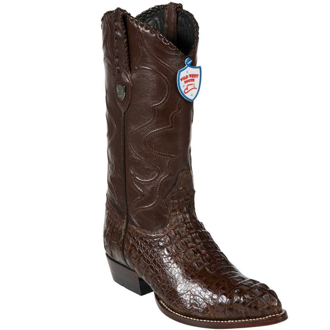 Western Men's Original Brown Caiman Hornback Pointed Toe Boot - Wild West Boots - Side View