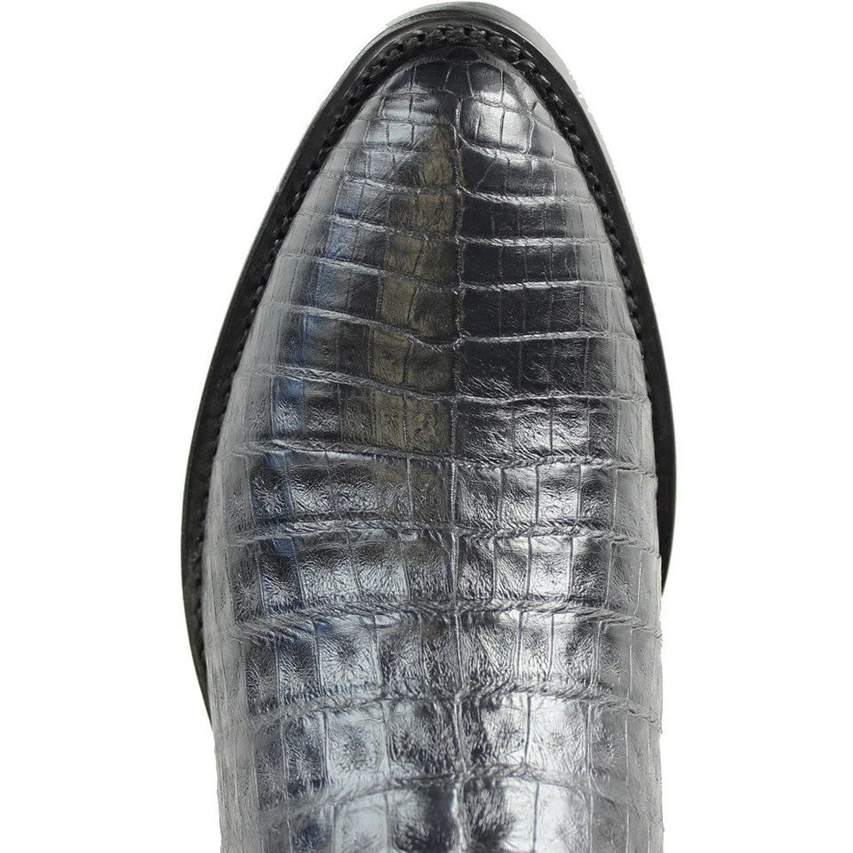 Men´s Western Genuine Caiman Belly Round Toe Boots Black Color - Los Altos Boots - Toe View