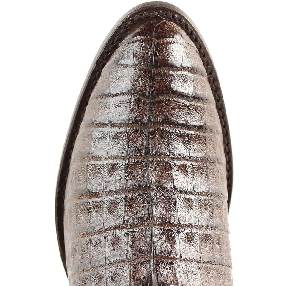 Men´s Western Genuine Caiman Belly Round Toe Boots Brown Color - Los Altos Boots - Toe View