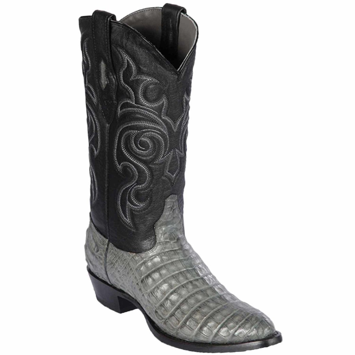 Men´s Western Genuine Caiman Belly Round Toe Boots Gray Color - Los Altos Boots - Side View