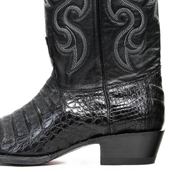 Original Caiman Belly Crocodile Western Boots with Snip Toe in Black - Los Altos Boots - Left View