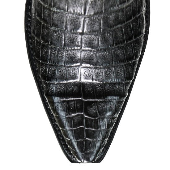 Original Caiman Belly Crocodile Western Boots with Snip Toe in Black - Los Altos Boots - Toe View