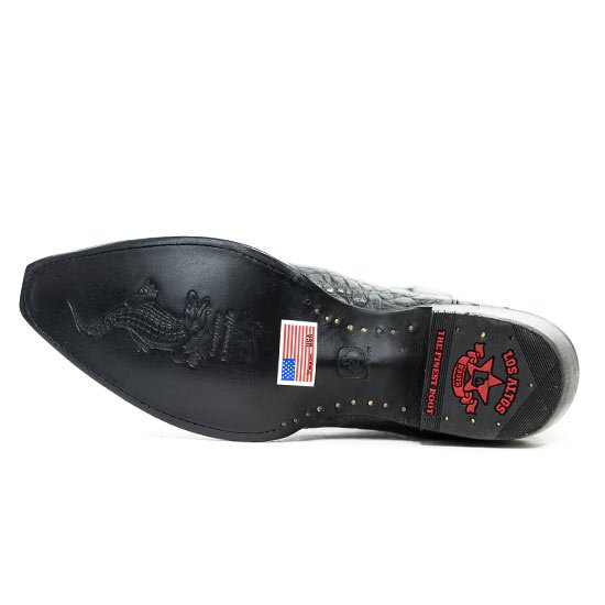 Original Caiman Belly Crocodile Western Boots with Snip Toe in Black - Los Altos Boots - Sole