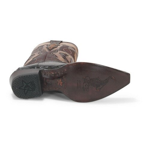 Original Caiman Belly Crocodile Western Boots with Snip Toe in Faded Brown - Los Altos Boots - Sole