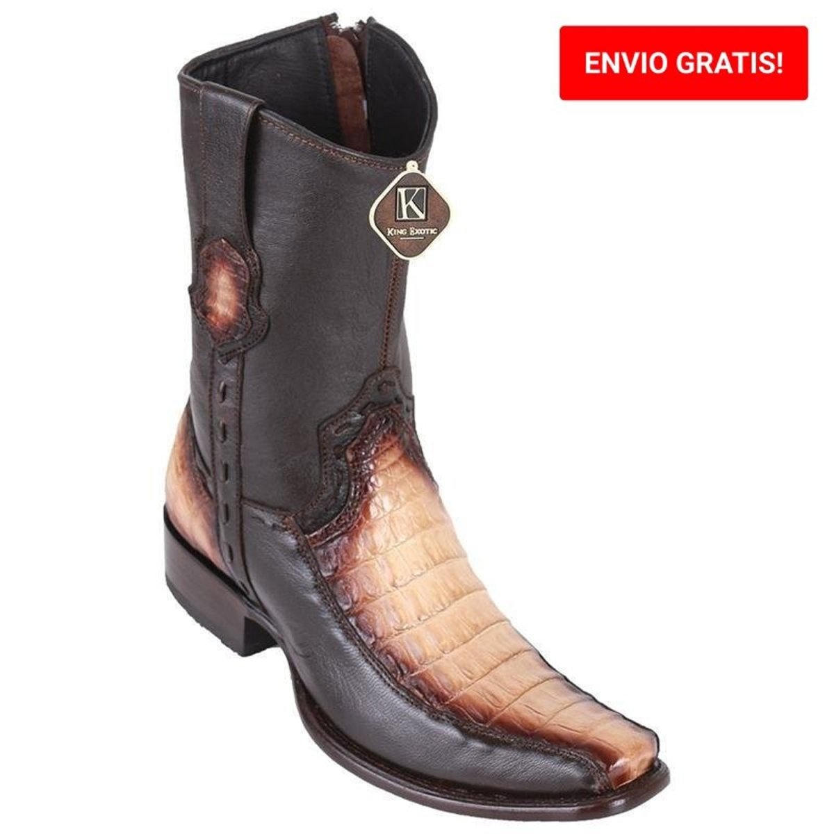 Botas de Cocodrilo Caiman Panza y Venado Cortas Horma Dubai KE-479BF8215 - King Exotic