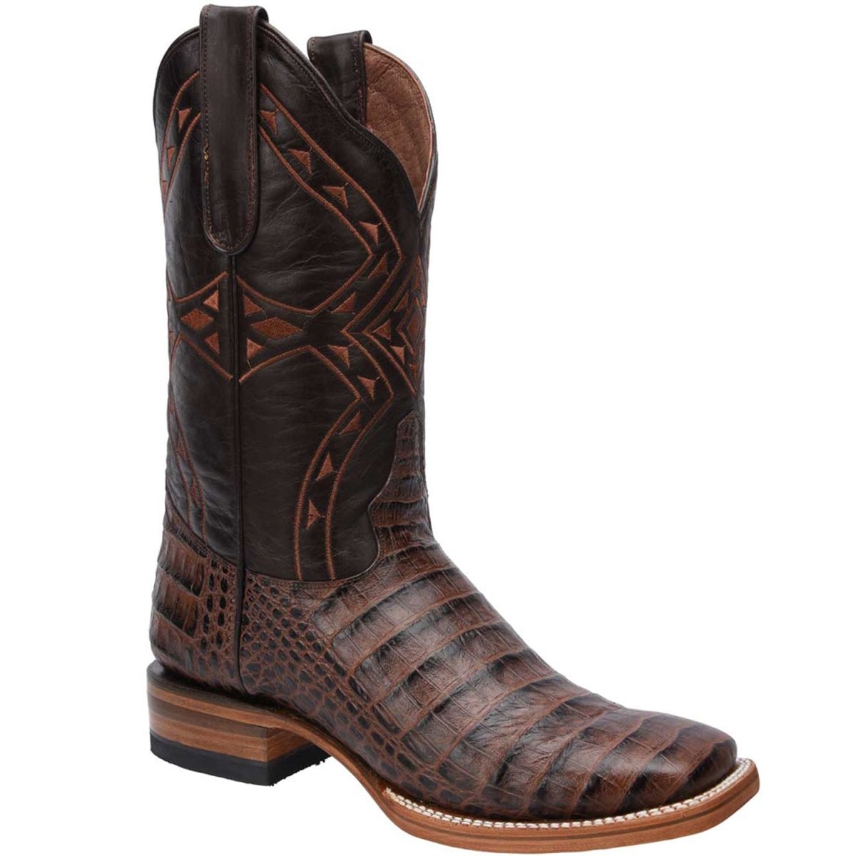 Botas Cafe  de Cocodrilo Grabada Horma Rodeo WD-198 main image 1