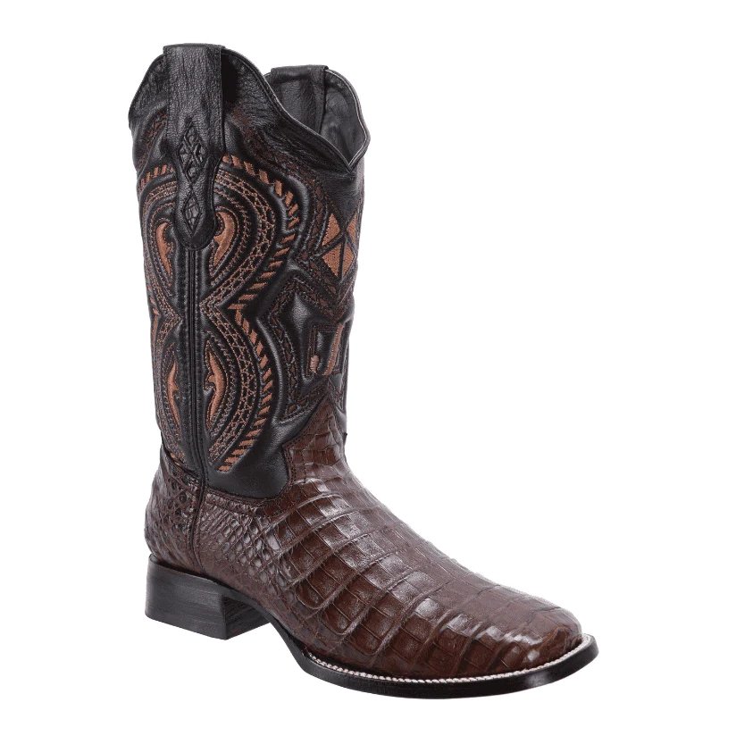 Botas de Cocodrilo Panza Original Horma Rodeo Cuadrada Color Cafe JB-506CAFE - Joe Boots